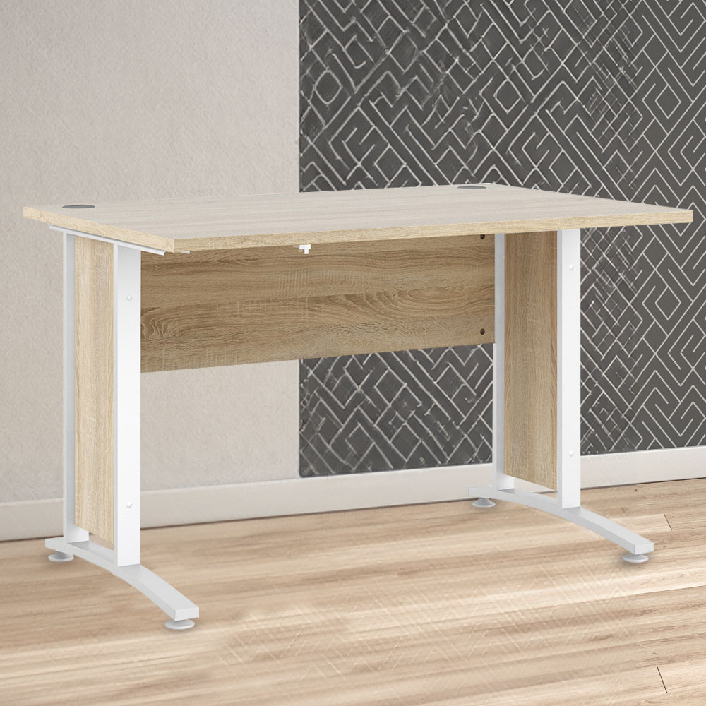 Florence Wooden and Steel 120cm Desk Oak and White Image 1