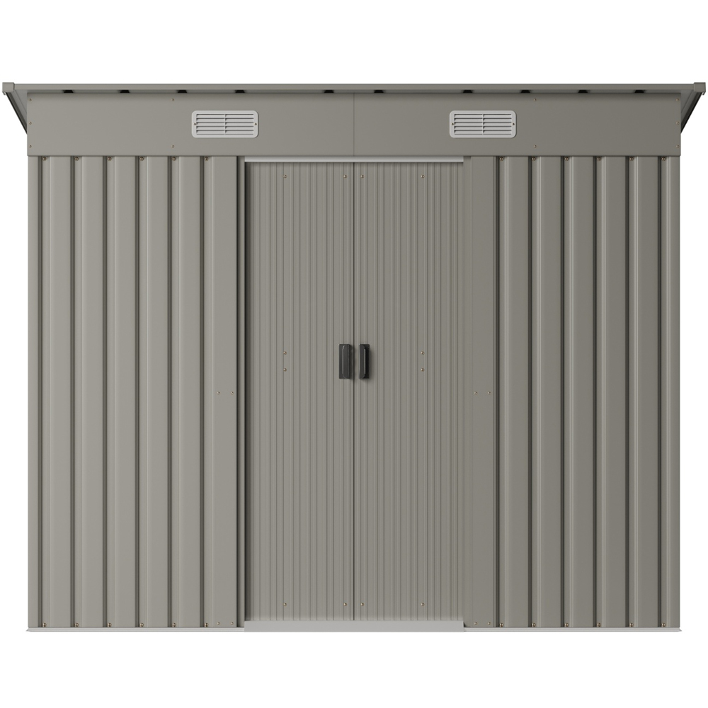 Living and Home 4 x 8ft Grey Metal Pent Garden Tool Shed with Foundation Image 2