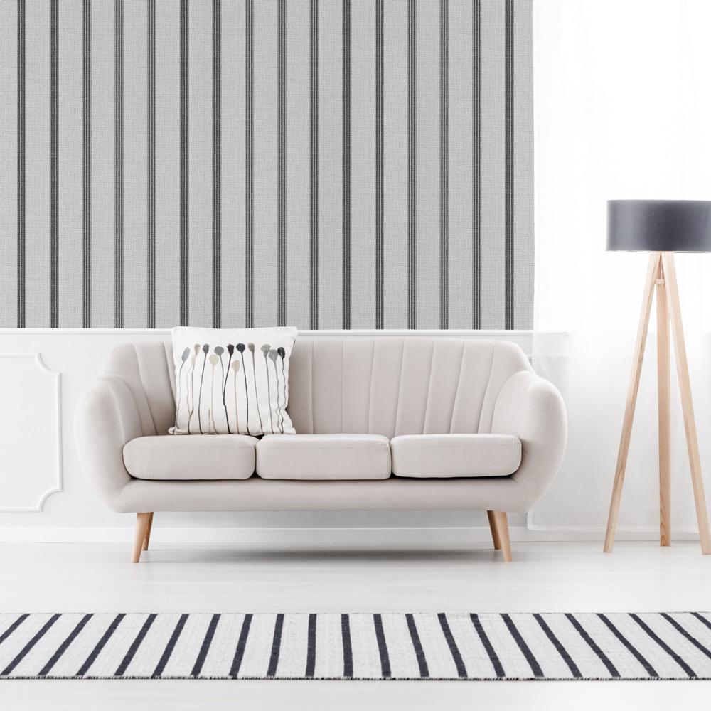 Fresco Stripe Flat White Wallpaper Image 3