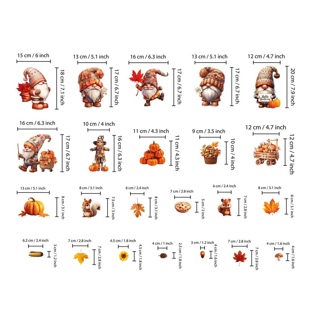 Walplus Halloween 148 Piece Autumn Gnomes and Pumpkin Window Cling Set Image 7