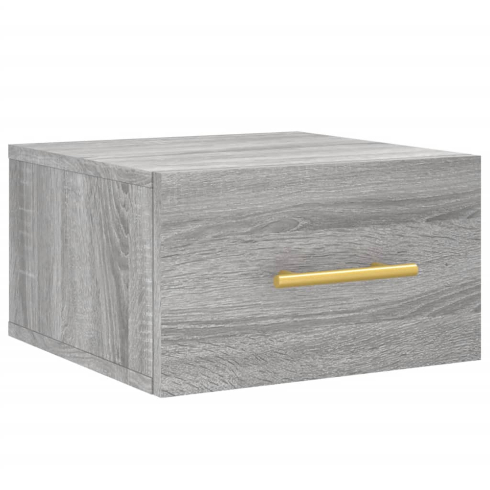 vidaXL Single Drawer Grey Sonoma Oak Wall Mounted Bedside Table Image 2