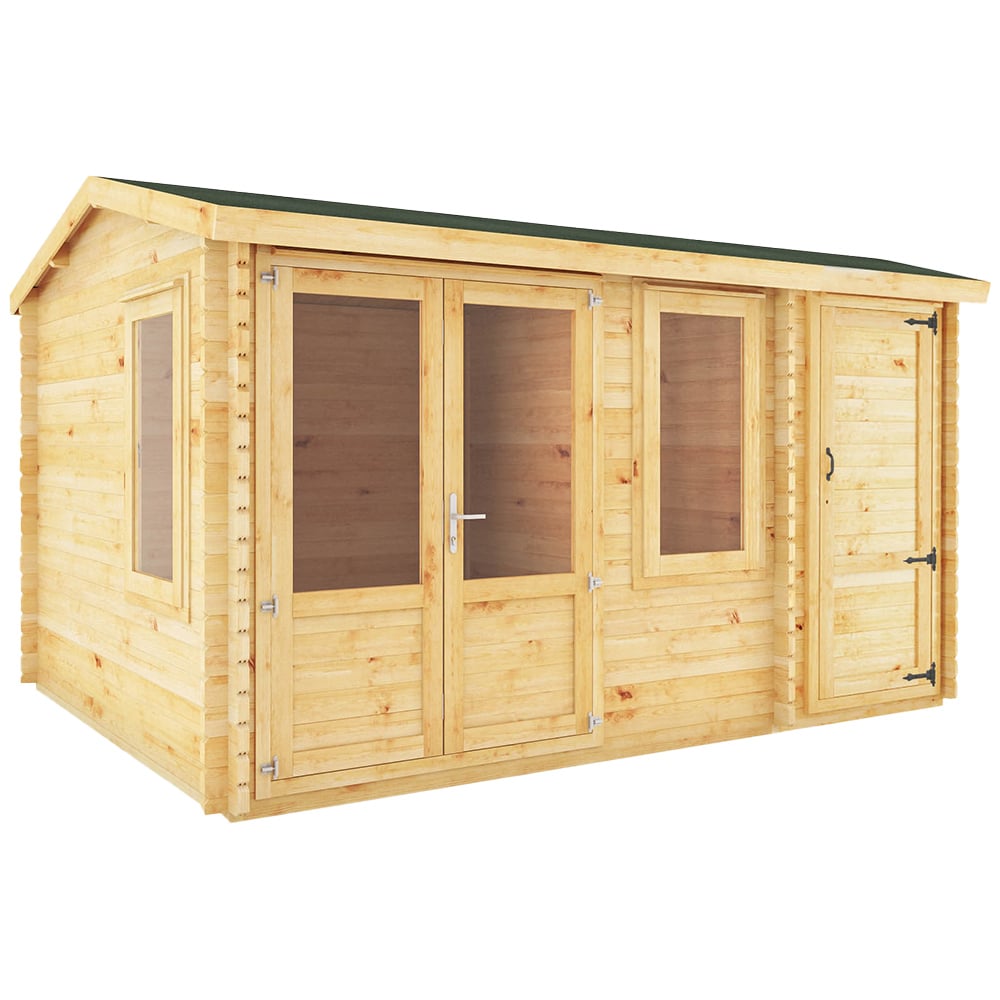 Mercia 13.4 x 9.8ft Home Office Log Cabin with Side Shed Image 1