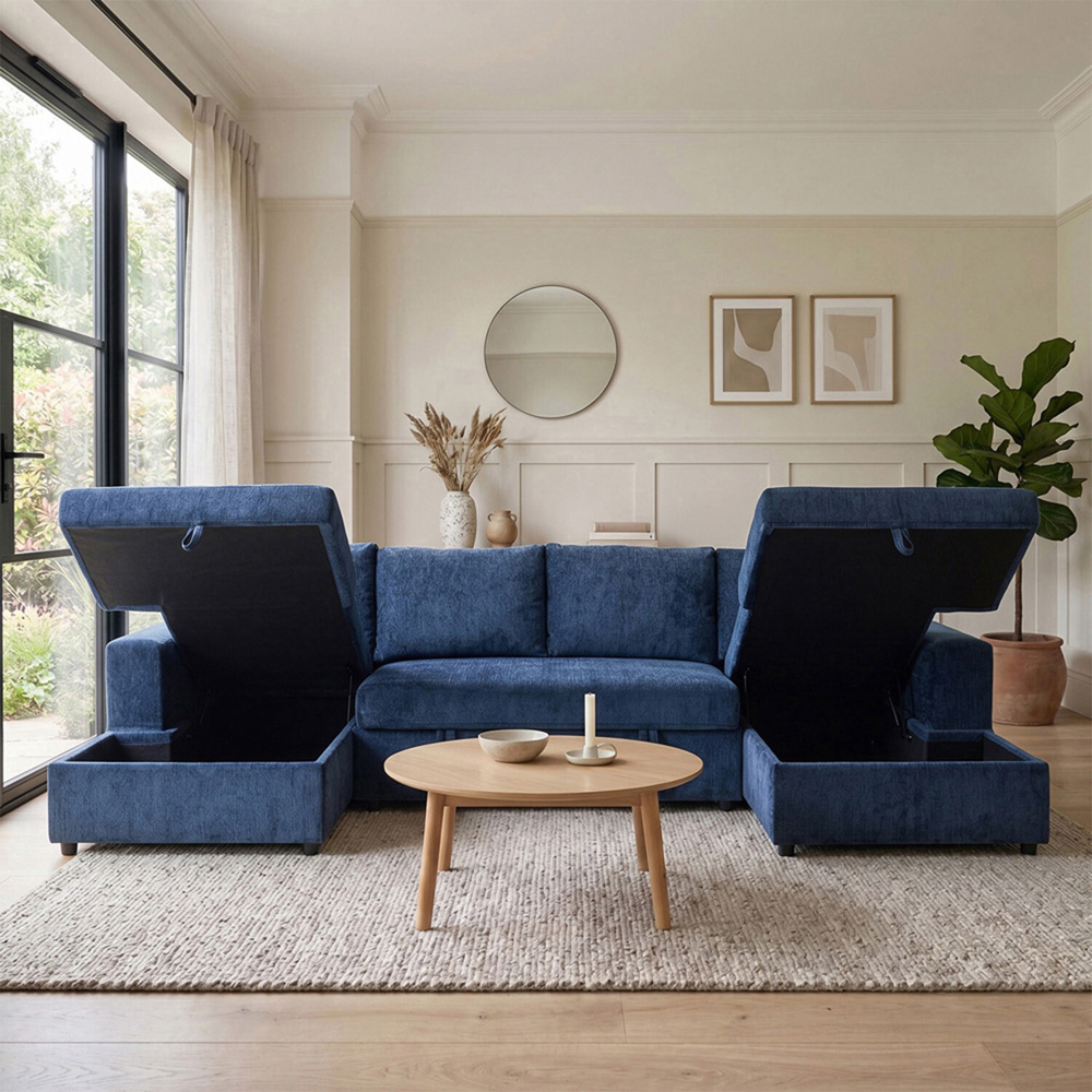 Maddox Pull Out Sofa Bed with Storage  Navy Image 7