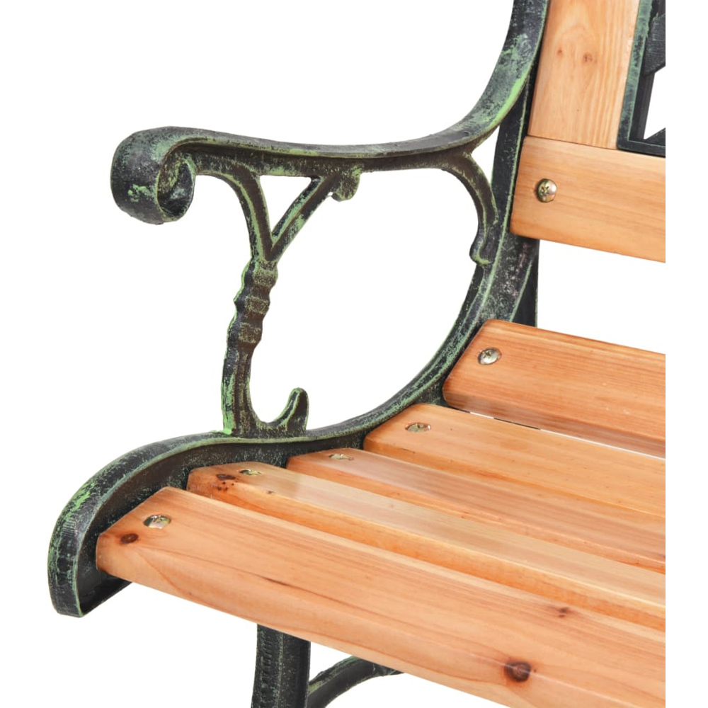 vidaXL Brown Cast Iron and Solid Wood Fir Cross Backrest Garden Bench 116cm Image 4