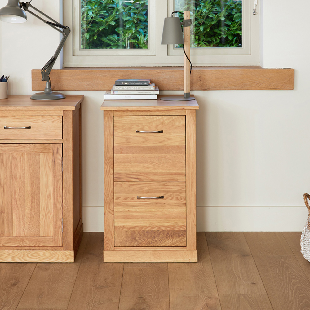 Baumhaus Mobel 2 Drawer Oak Filing Cabinet Image 2