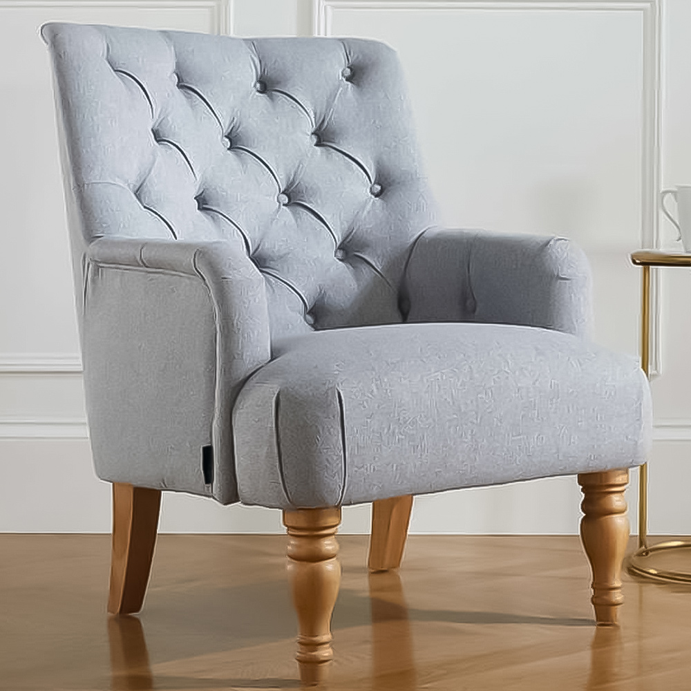 Padstow Button Back Grey Armchair Image 1