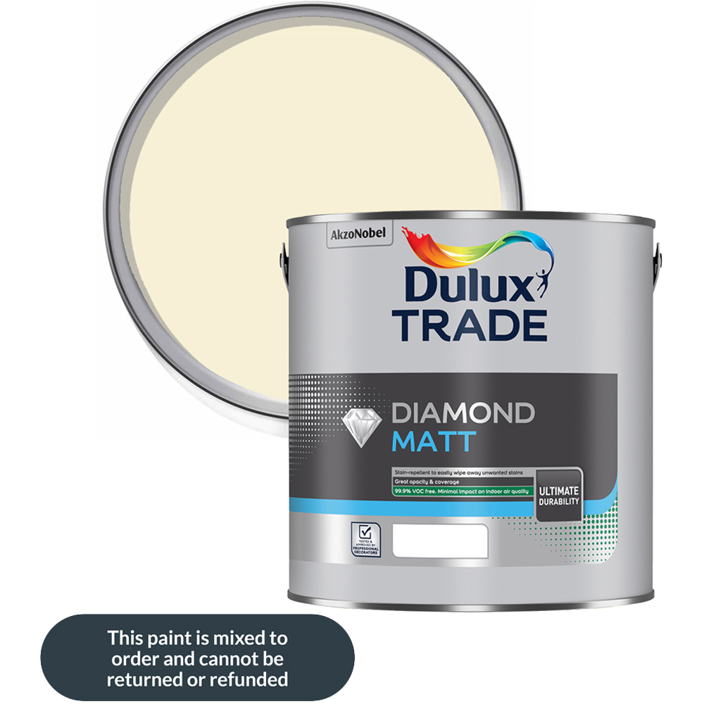 Dulux Trade Primrose White Walls and Ceilings Diamond Matt Paint 5L Image 1