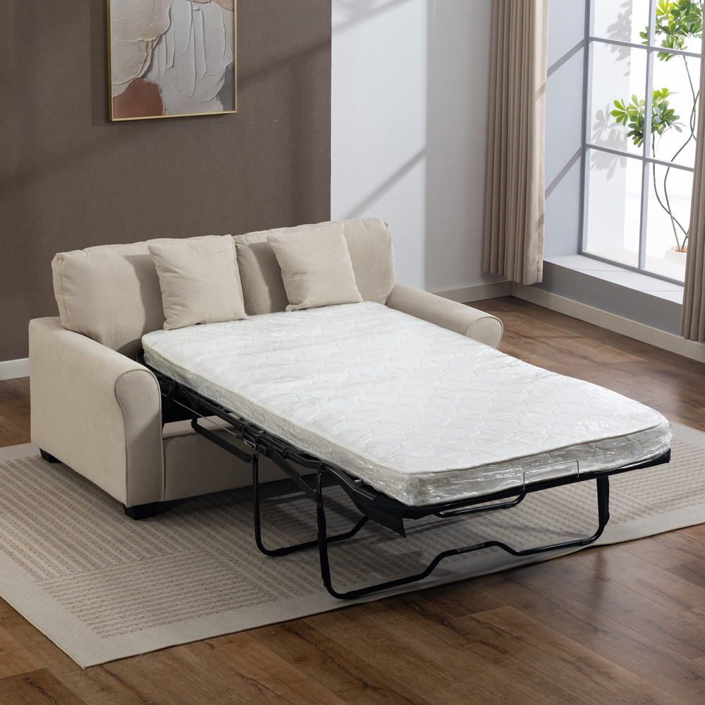 Artemis Home Lewiston 2 Seater Beige Fabric Sofa Bed | Wilko