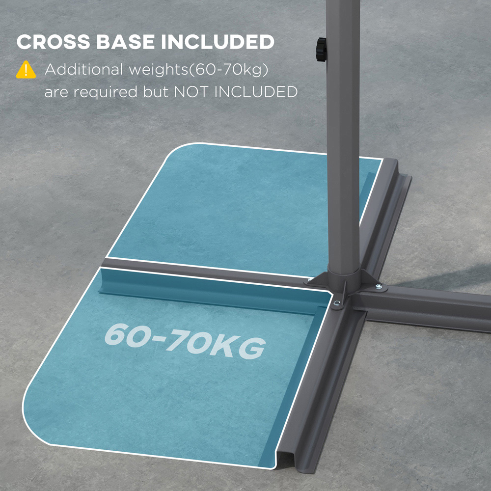 Outsunny Grey Cantilever Parasol with Cross Base 2.7m Image 6