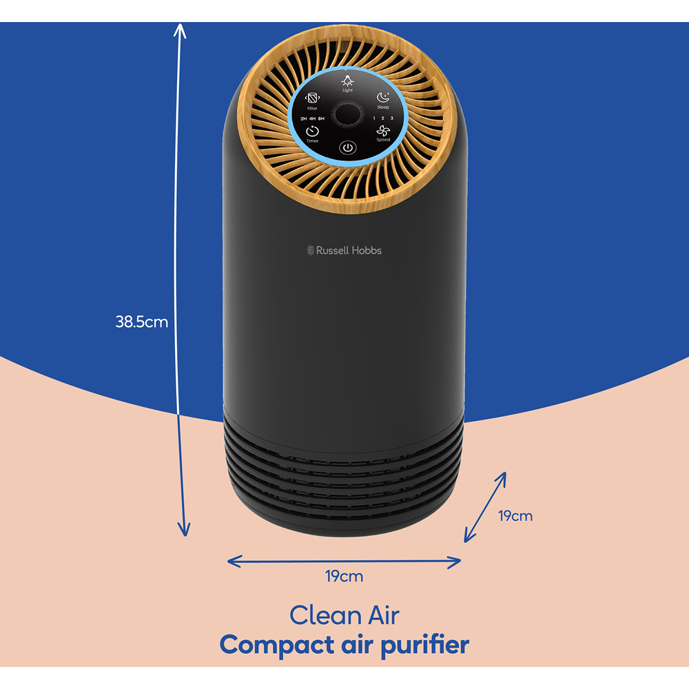 Russell Hobbs Wood and Black Clean Air Compact 2 Air Purifier Image 8