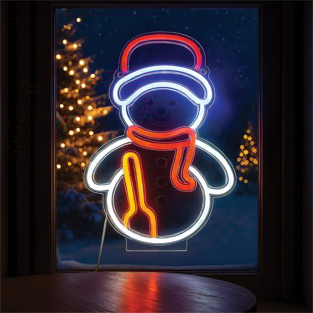 Xmas Haus Neon LED Wall Mountable Snowman 29 x 17cm Image 3