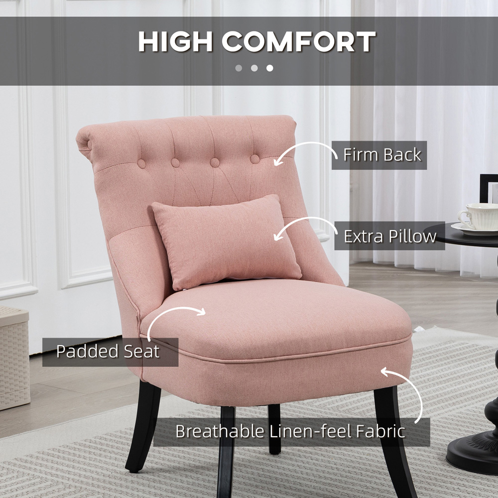 HOMCOM Pink Upholstered Fabric Tub Chair Image 5
