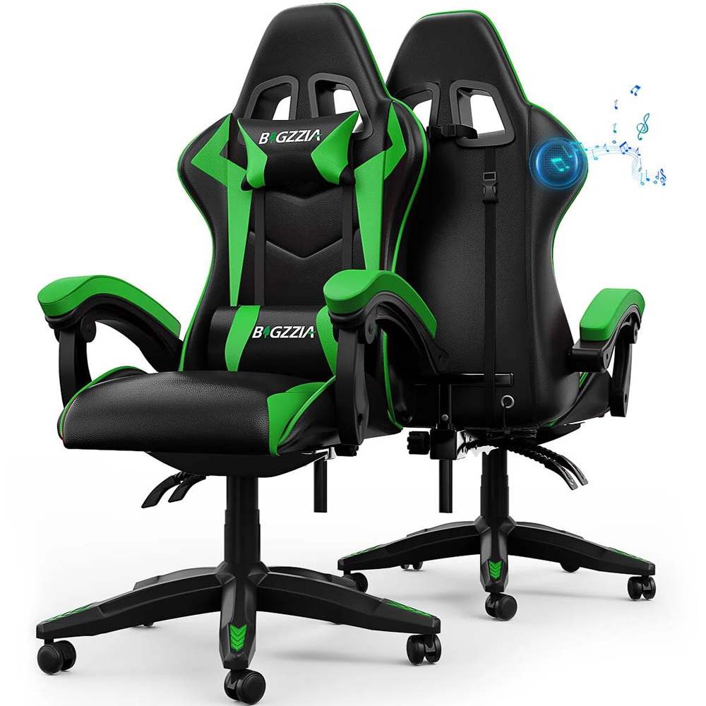Rattrix Green Ergonomic High Back Gaming Chair with Bluetooth 5.3 Stereo Speakers Image 2