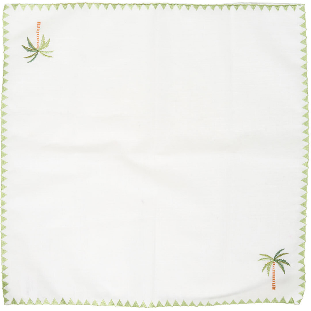 Pack of 4 Casablanca Embroidered Palm Tree Napkins White Image 4