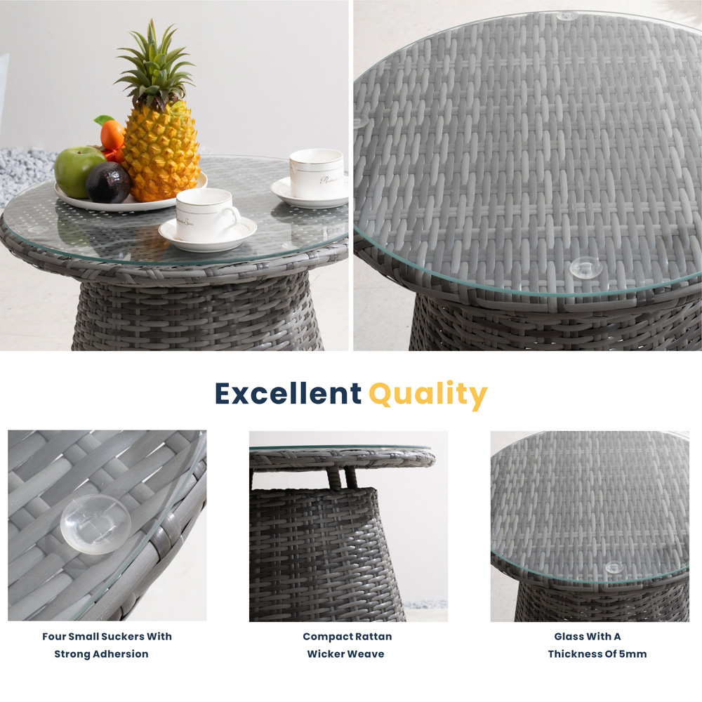 Direct Wicker 2 Seater Grey Rattan Aluminium Garden Bistro Set Image 5