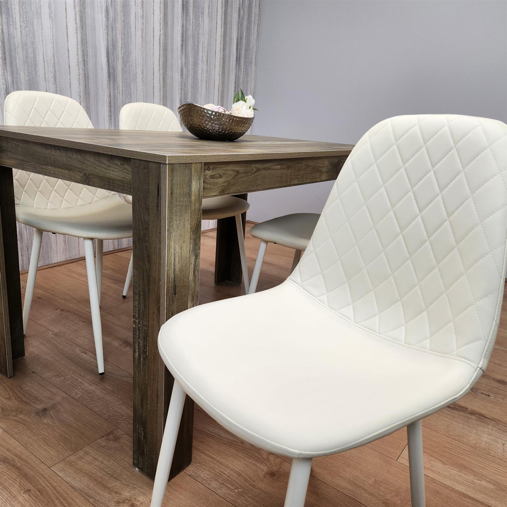 Portland 4 Seater Dining Set Rustic Effect and Cream Gem Image 3
