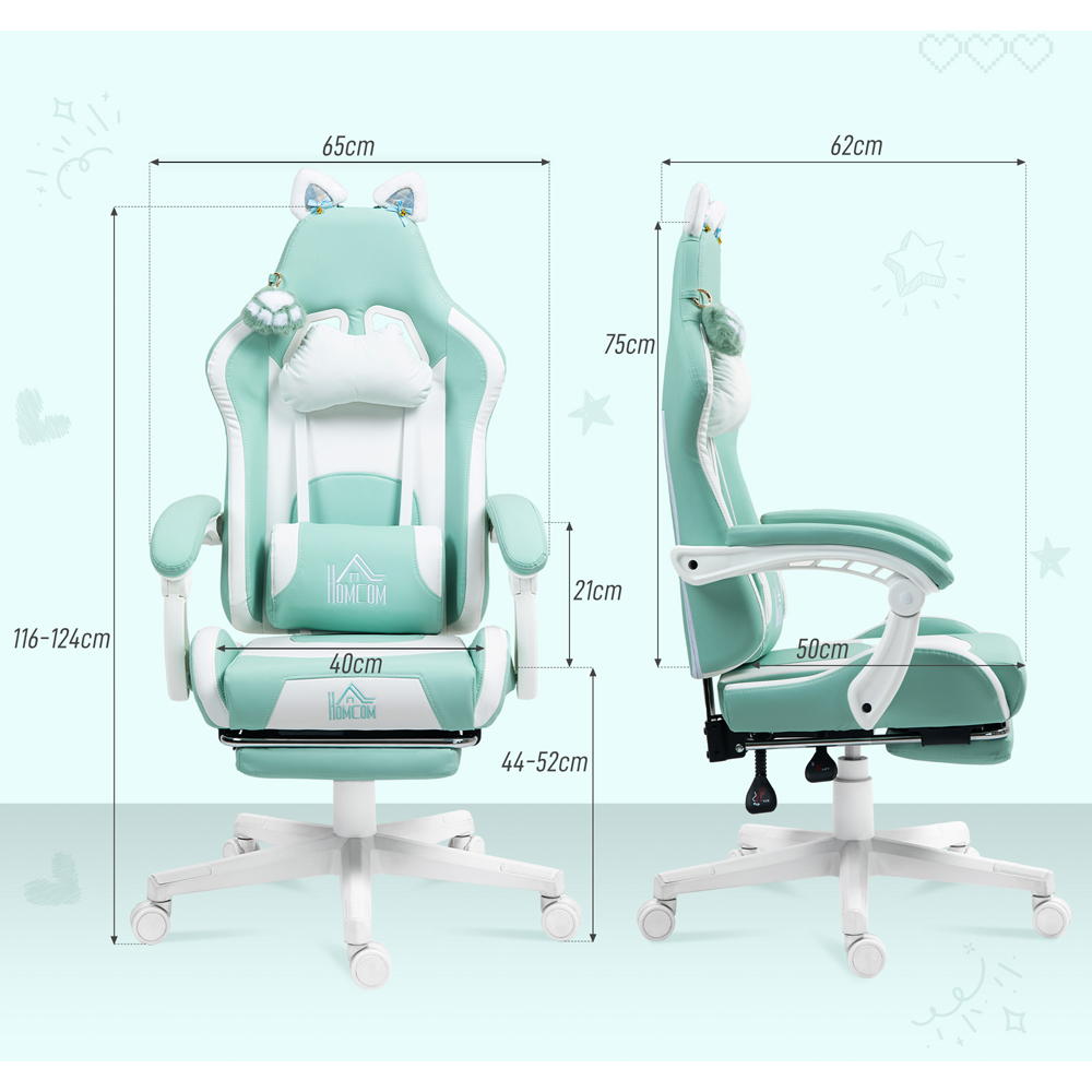 HOMCOM Light Blue Reclining Gaming Chair with Footrest Image 9