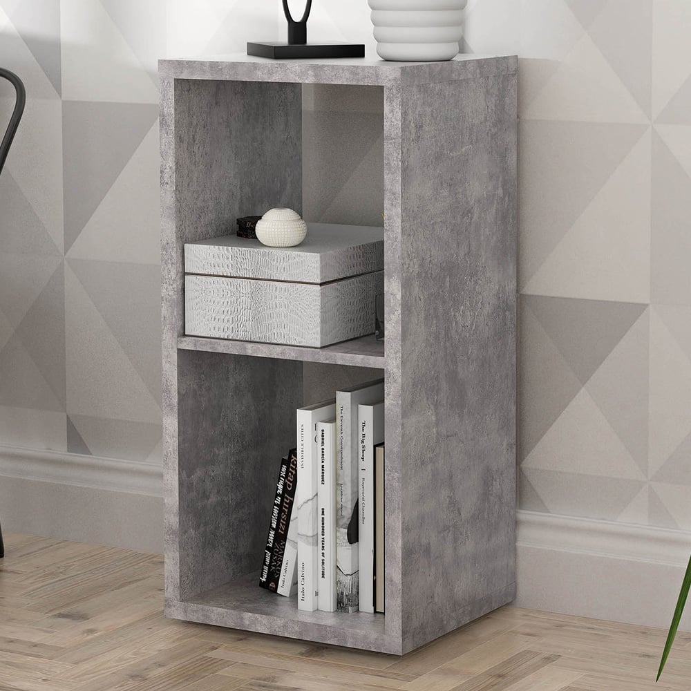 Florence Mauro 2 Shelf Concrete Grey Bookshelf Image 1