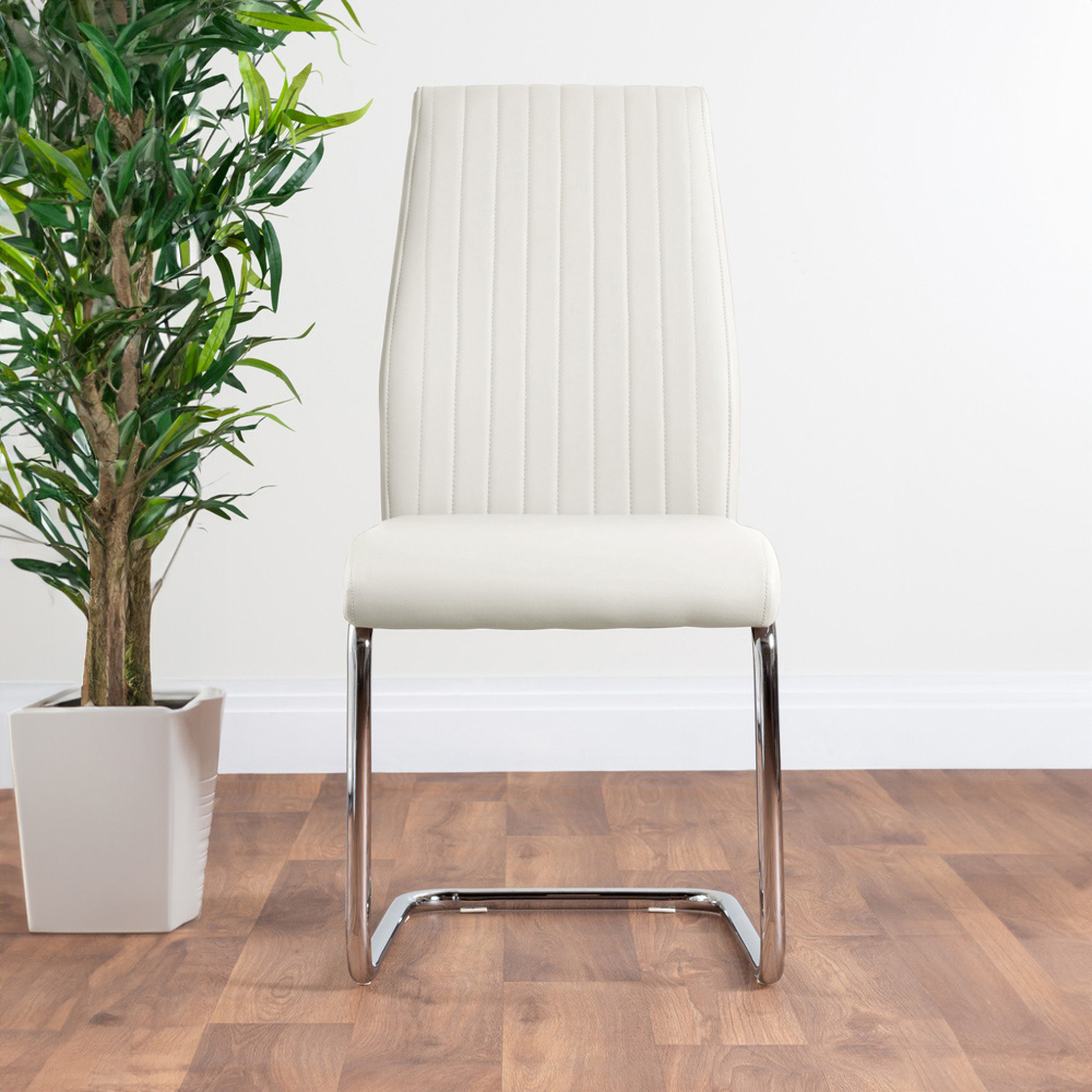 Furniturebox Copeland Fontana Marble Effect 2 Seater Dining Set White and Chrome Image 4