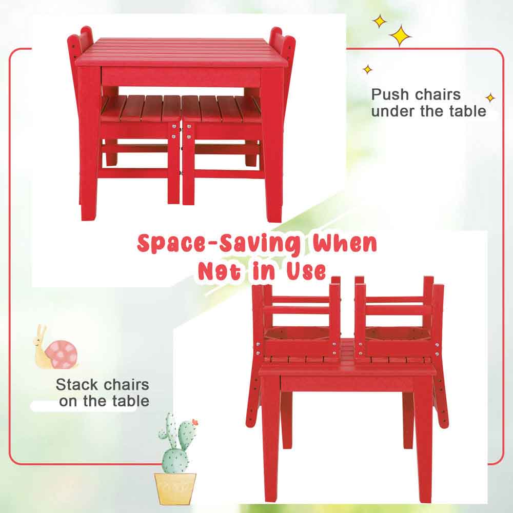 Costway Square Kids Table Red Image 6
