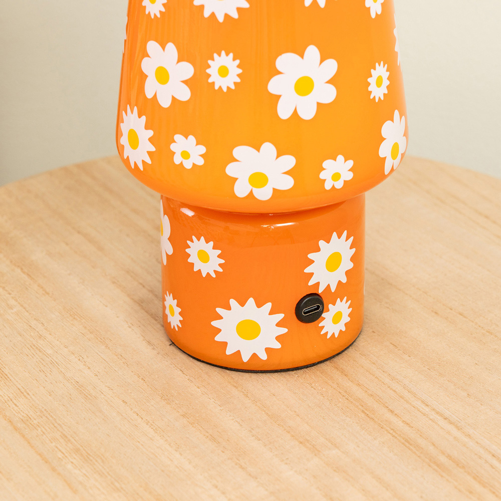 ValueLights Hanya Flower Glass Rechargeable LED Portable Table Lamp Image 3