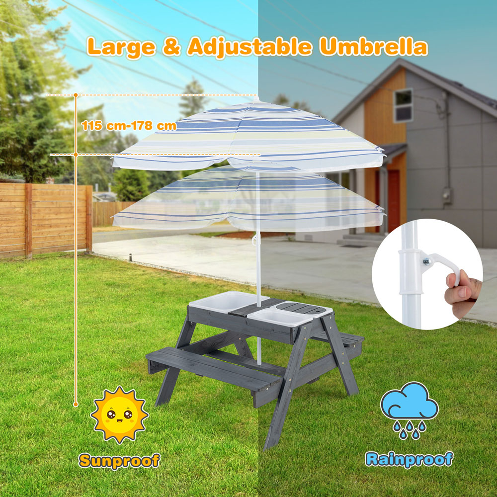 Costway Grey 4 in 1 Kids Sand and Water Storage Table Image 8