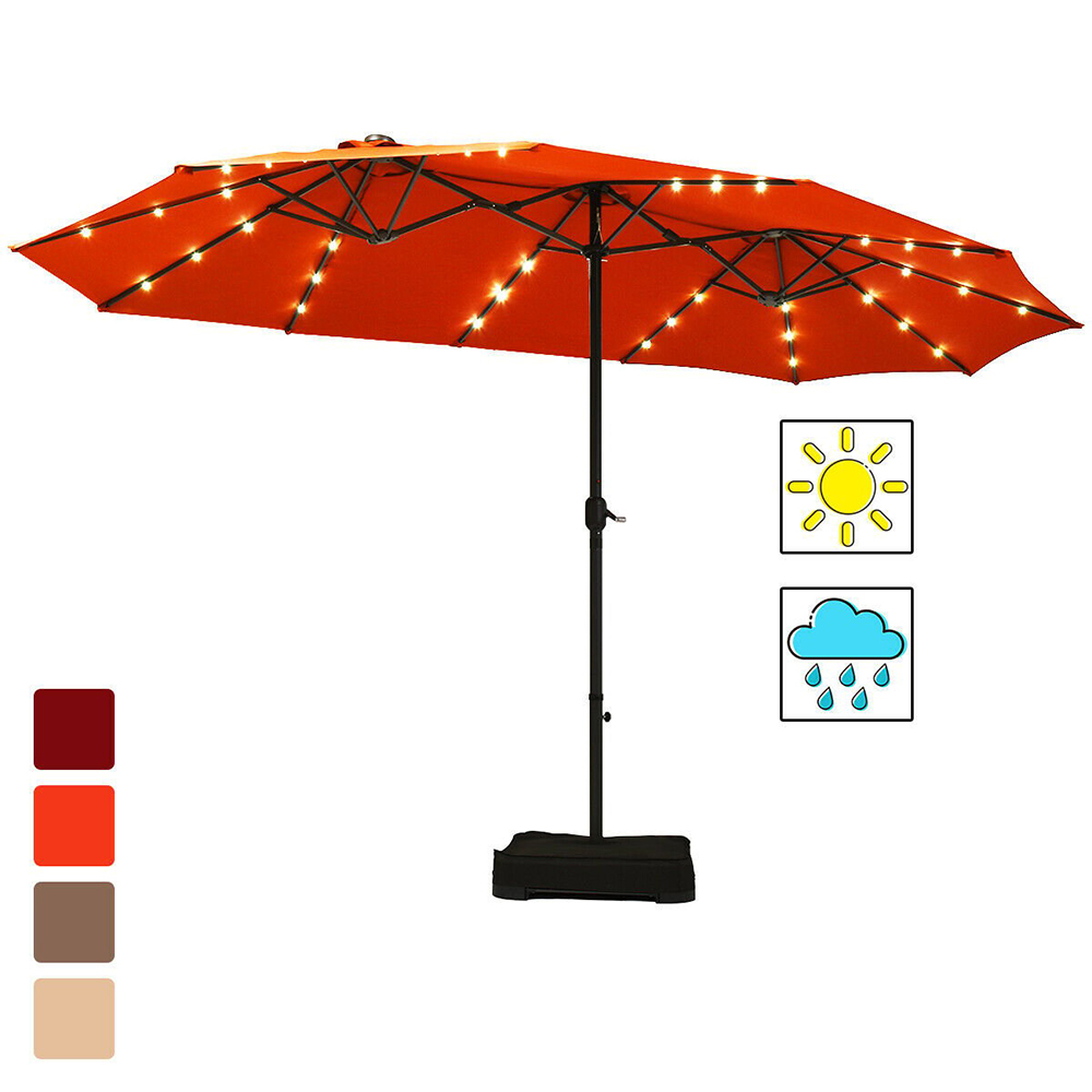 Costway Orange 36 LED Double Sided Crank Parasol 4.6m Image 8