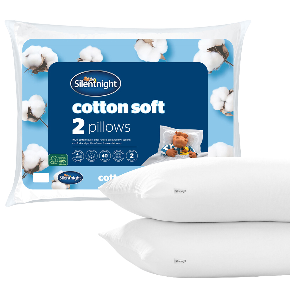 Silentnight Cotton Soft Pillow Pair White Image 1