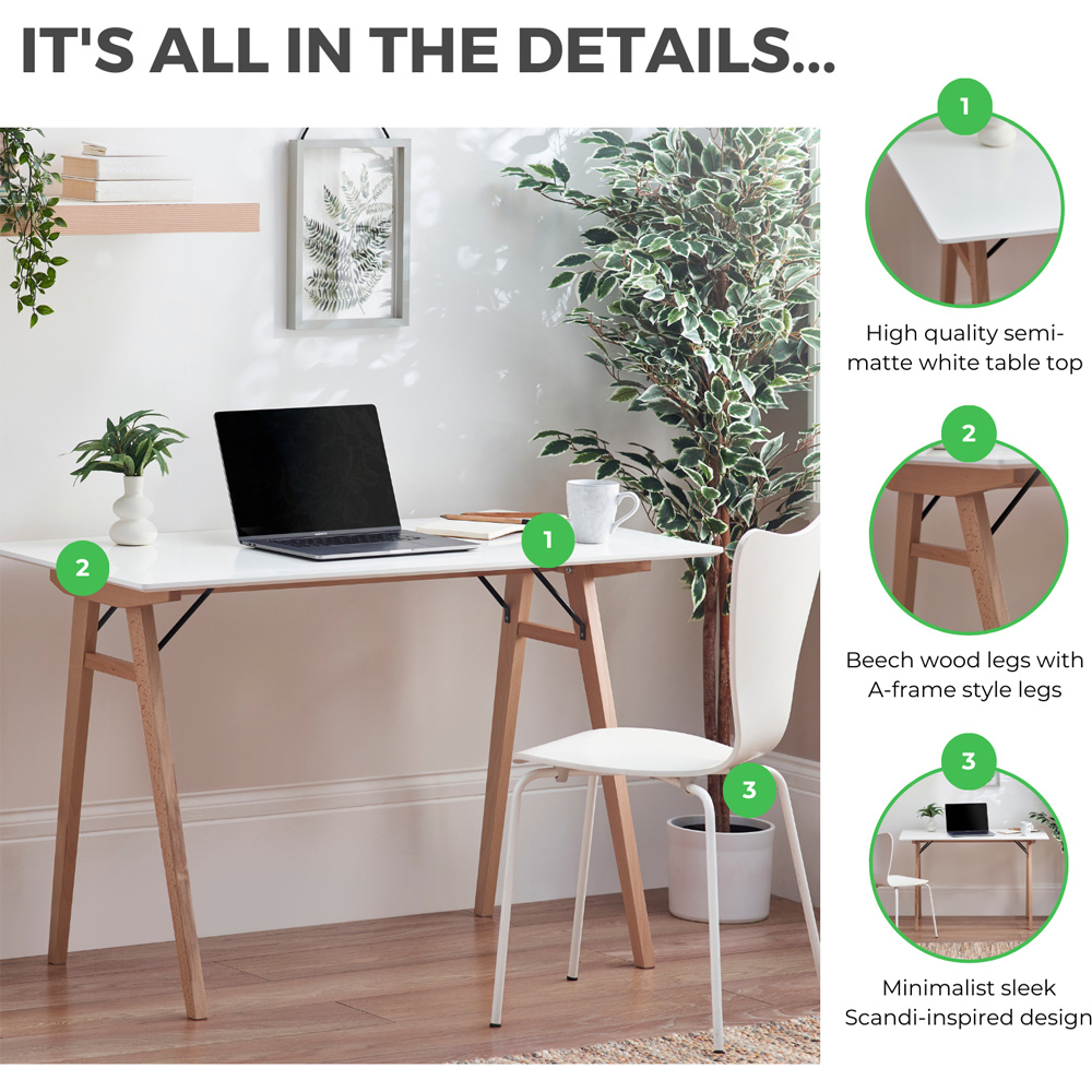 Furniturebox Dmitro Desk White Top Black Legs Image 6