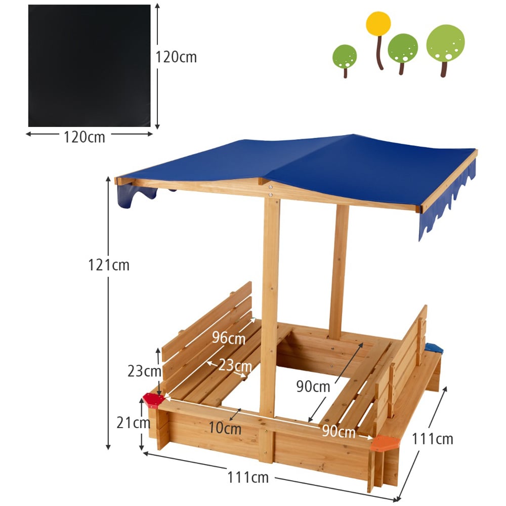 Costway Kids Backyard Wooden Sandbox with Canopy Image 9