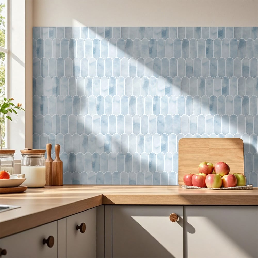 Living and Home Light Blue Arch Self Adhesive Wall Sticker 10 Pack Image 1