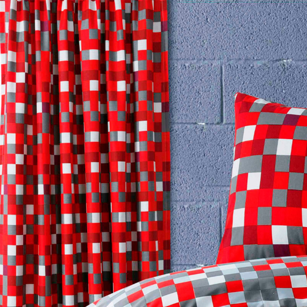 Velosso Red Checkered Curtain 168X189cm Image 2