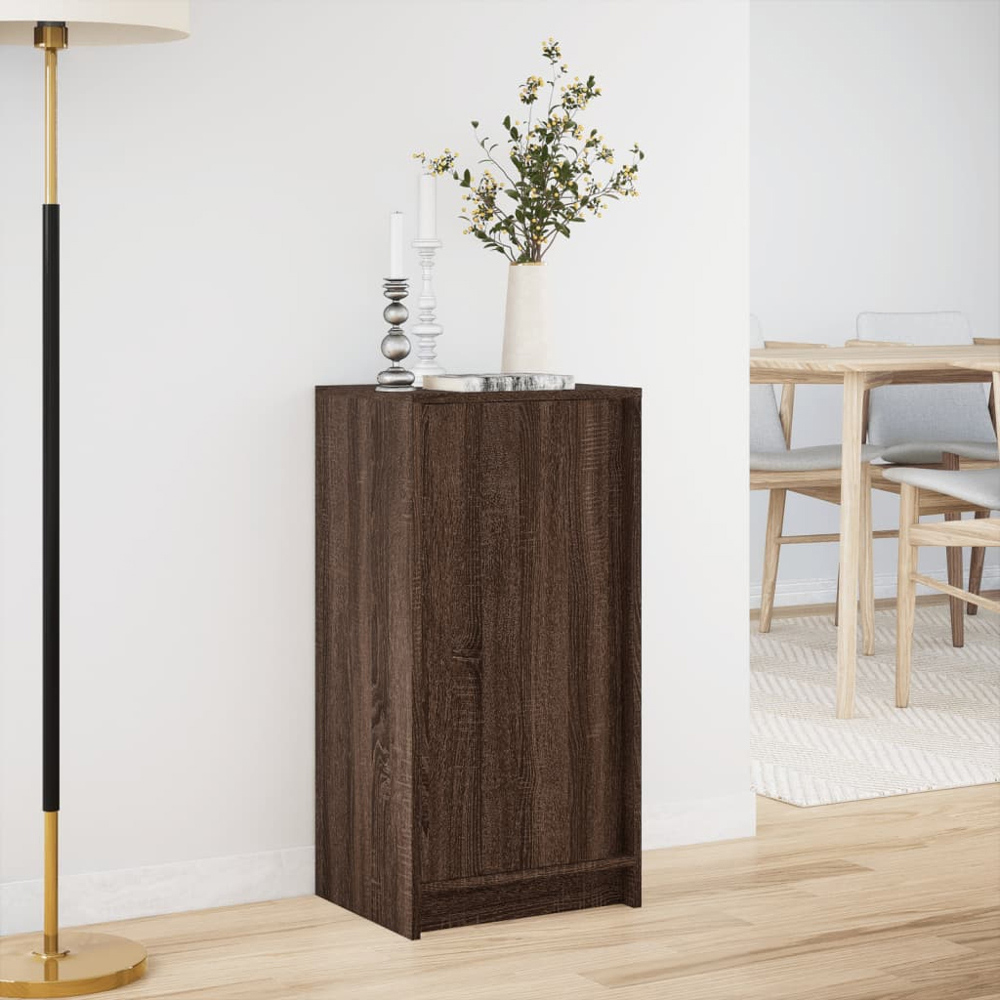 vidaXL Single Door Brown Oak LED Sideboard Image 8