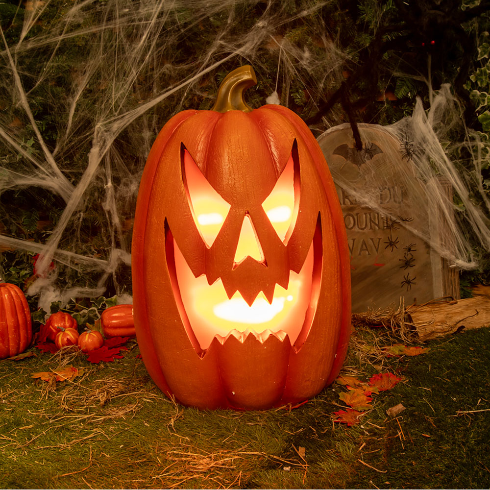 Pumpkin with Warm White LED Lights Halloween Decoration 2.2ft Image 2