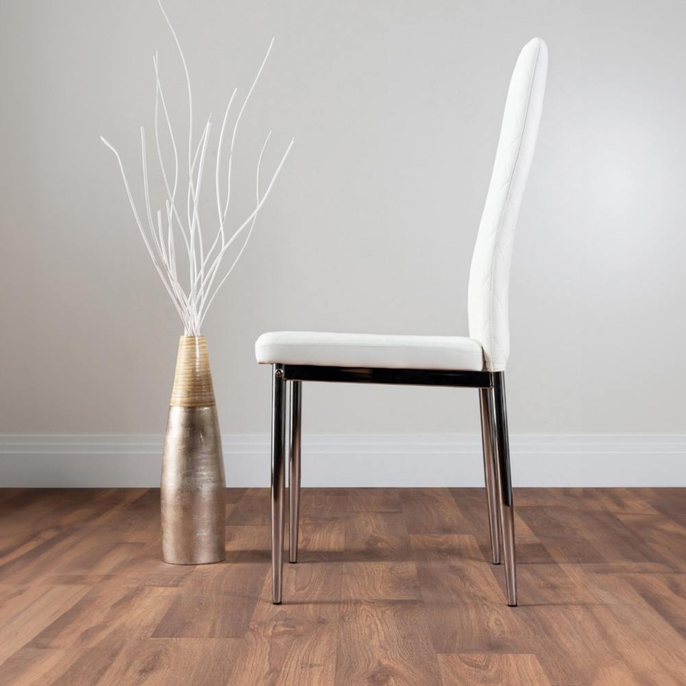 Furniturebox Molini Valera 6 Seater Dining Set White Gloss and Chrome Image 4