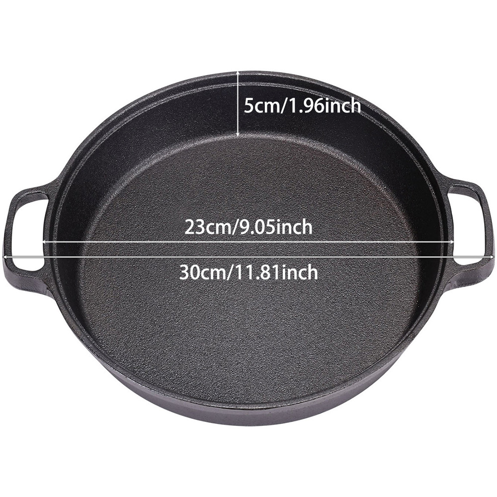 Living and Home Dia Cast Iron Round Skillet with Dual Handle 23cm Image 7