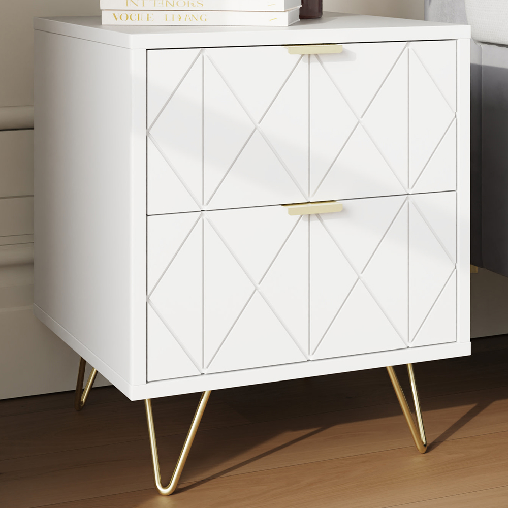 GFW Alora 2 Drawer White Bedside Table Set of 2 Image 1