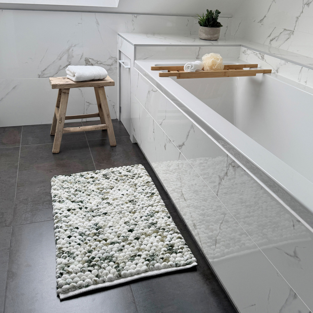 Allure Bath Fashions Luxury Marl Chunky Bobble Green Bath Mat 50 x 80cm Image 2