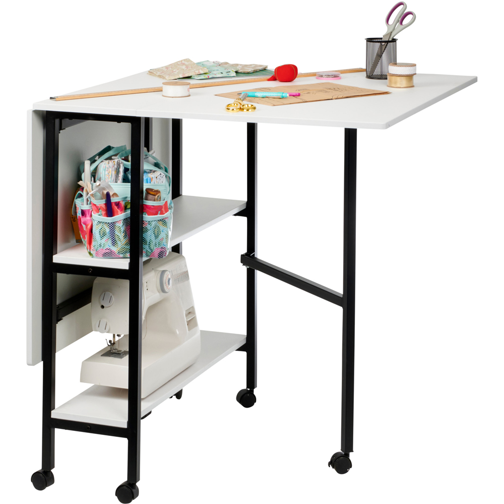 Sewing Online WC1012 2 Shelf White and Black Foldable Quilting and Fabric Cutting Table Image 4