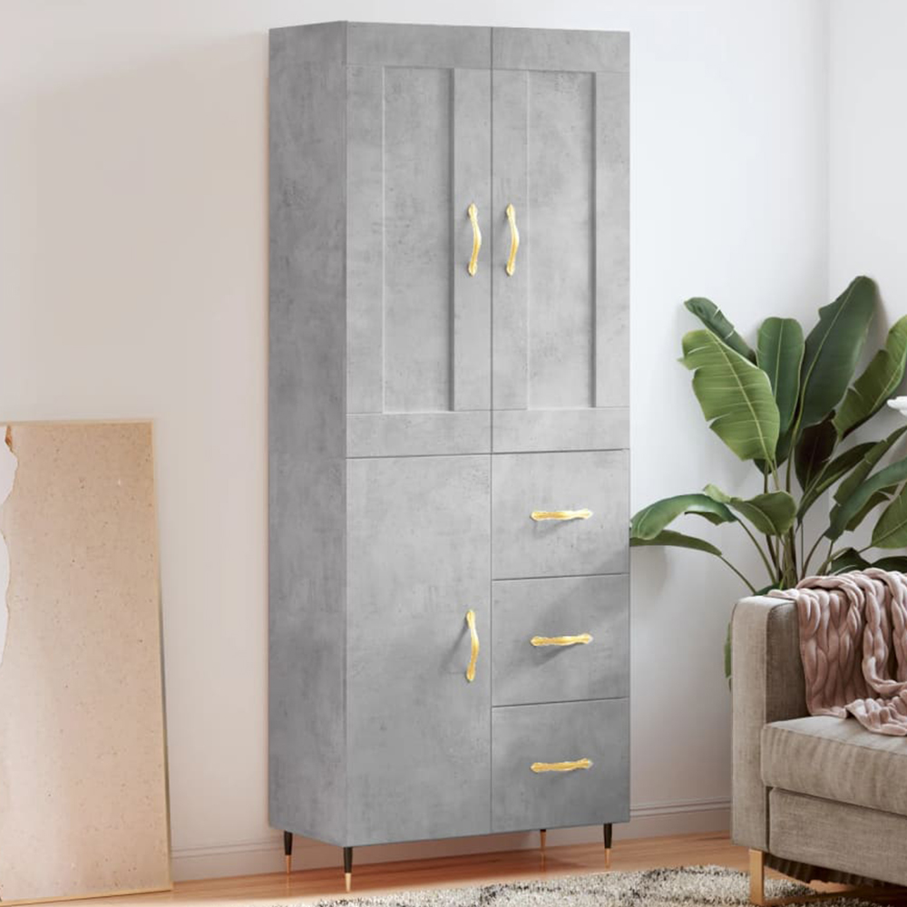vidaXL 3 Door 3 Drawer Concrete Grey Highboard Image 1
