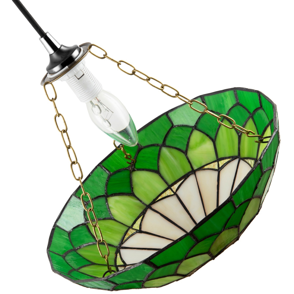 Happy Homewares Amber and Green Stained Glass Domed Pendant Lamp Shade Image 6