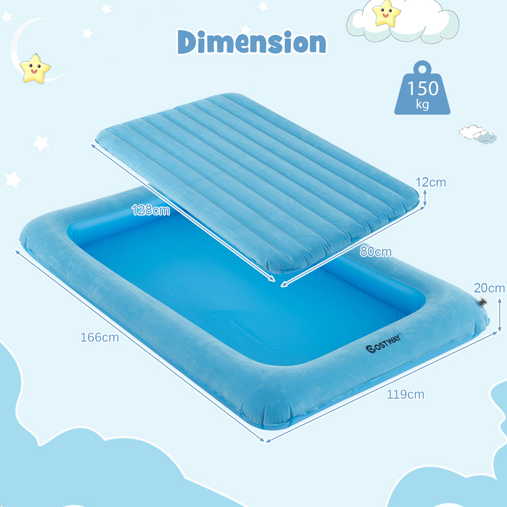 Costway Blue Inflatable Toddler Travel Bed with Electric Pump Image 9