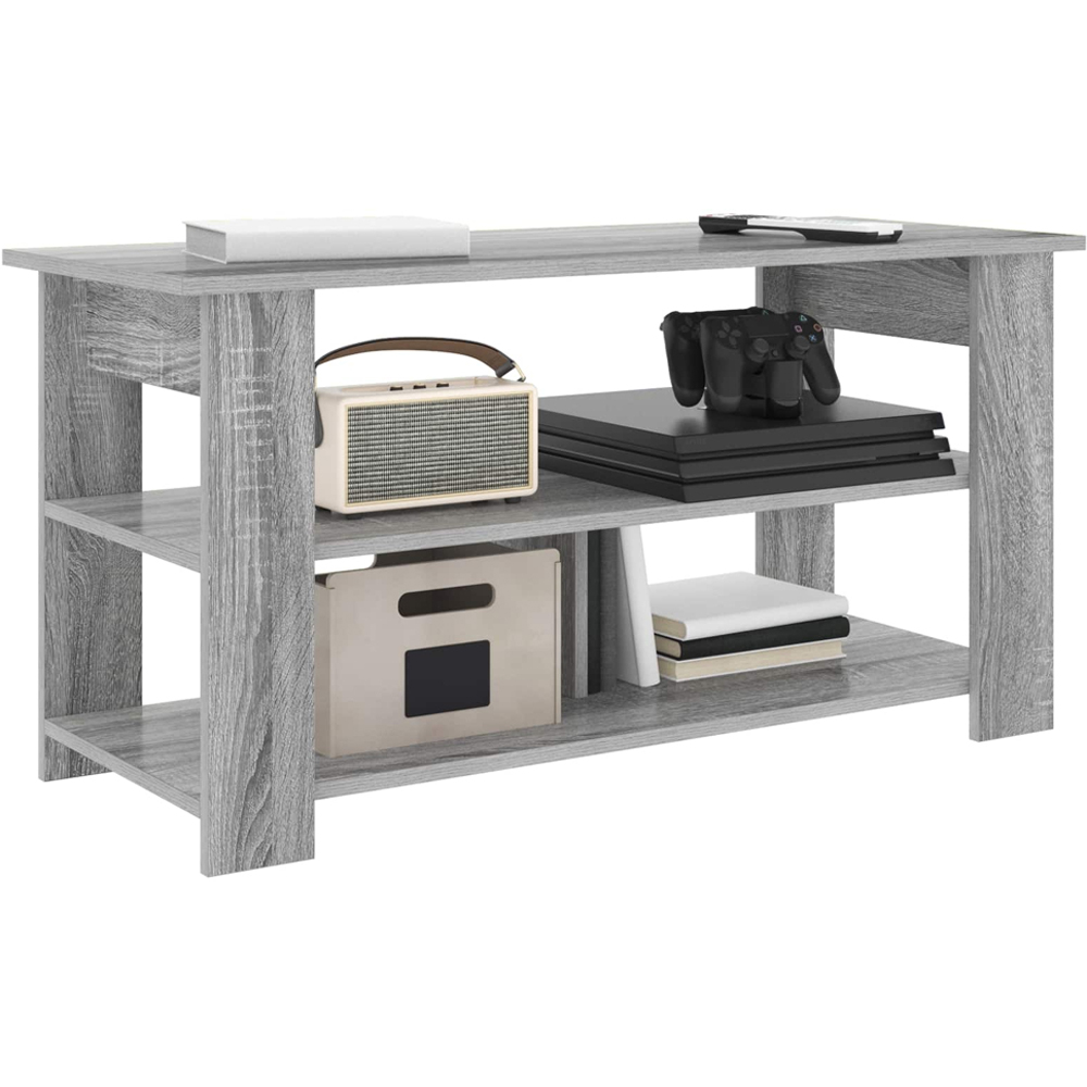 vidaXL 3 Shelf Grey Sonoma TV Stand Image 3