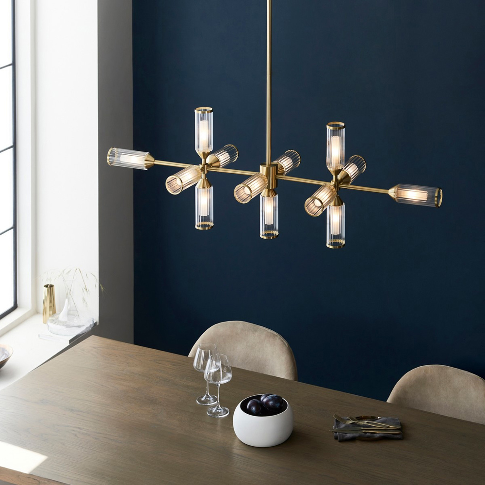 Merano Trieste Clear Frosted Glass Satin Brass Plate Bar Pendant Ceiling Light Image 7