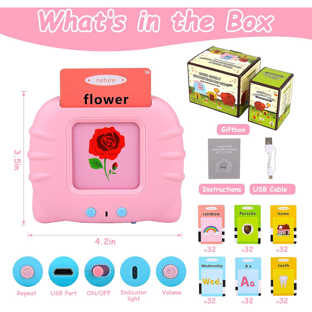 Dyzi Toddlers Pink Talking Flash Card Learning Toy Image 5
