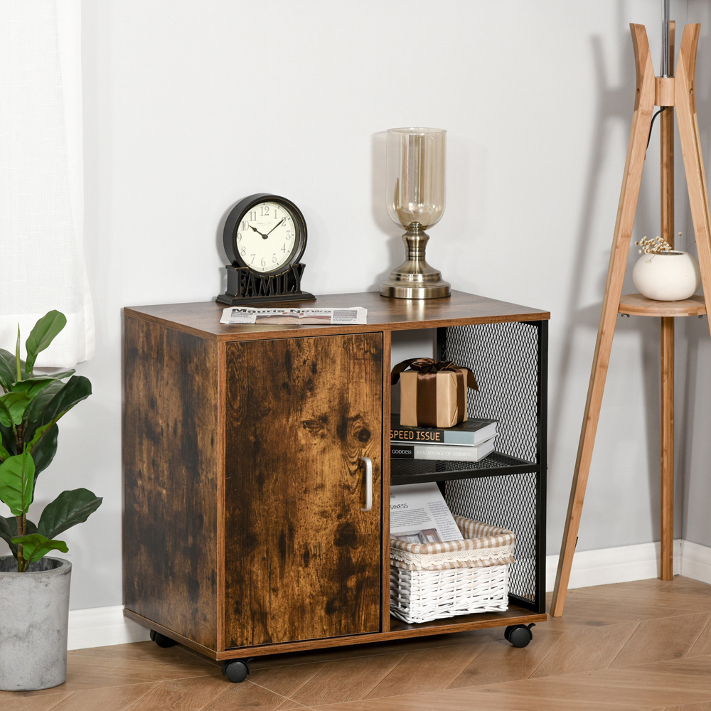 Portland Single Door 2 Tier Printer Stand with Wheels Image 5