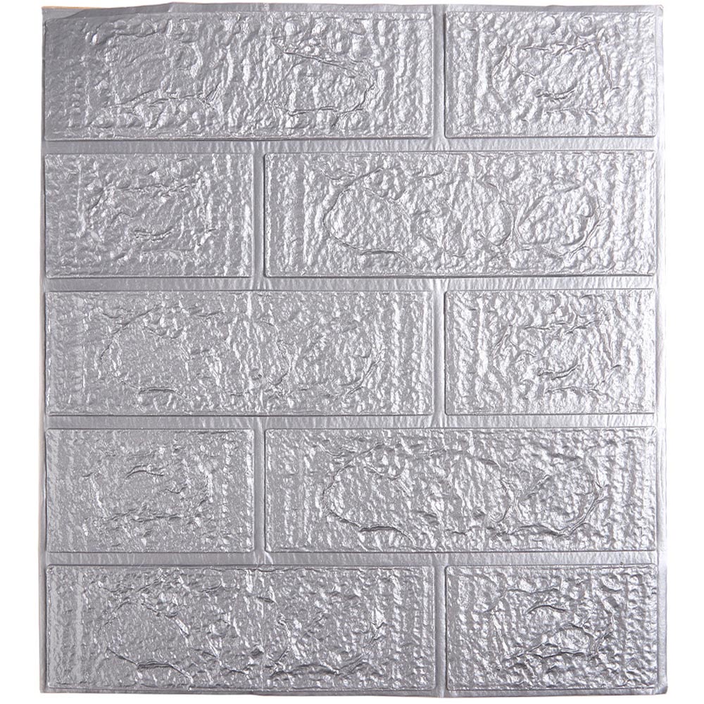 Living and Home 3D Brick Texture Silver Grey Wall Sticker 15 Pack Image 2