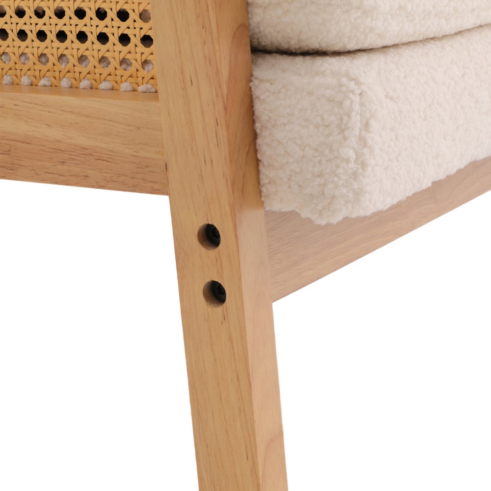 Living and Home Teddy Fleece Cushion Modern Rattan Armchair Image 6