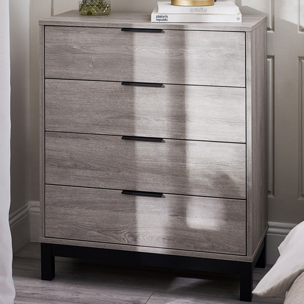Julian Bowen Bali 4 Drawer Grey Oak Chest of Drawers Image 1