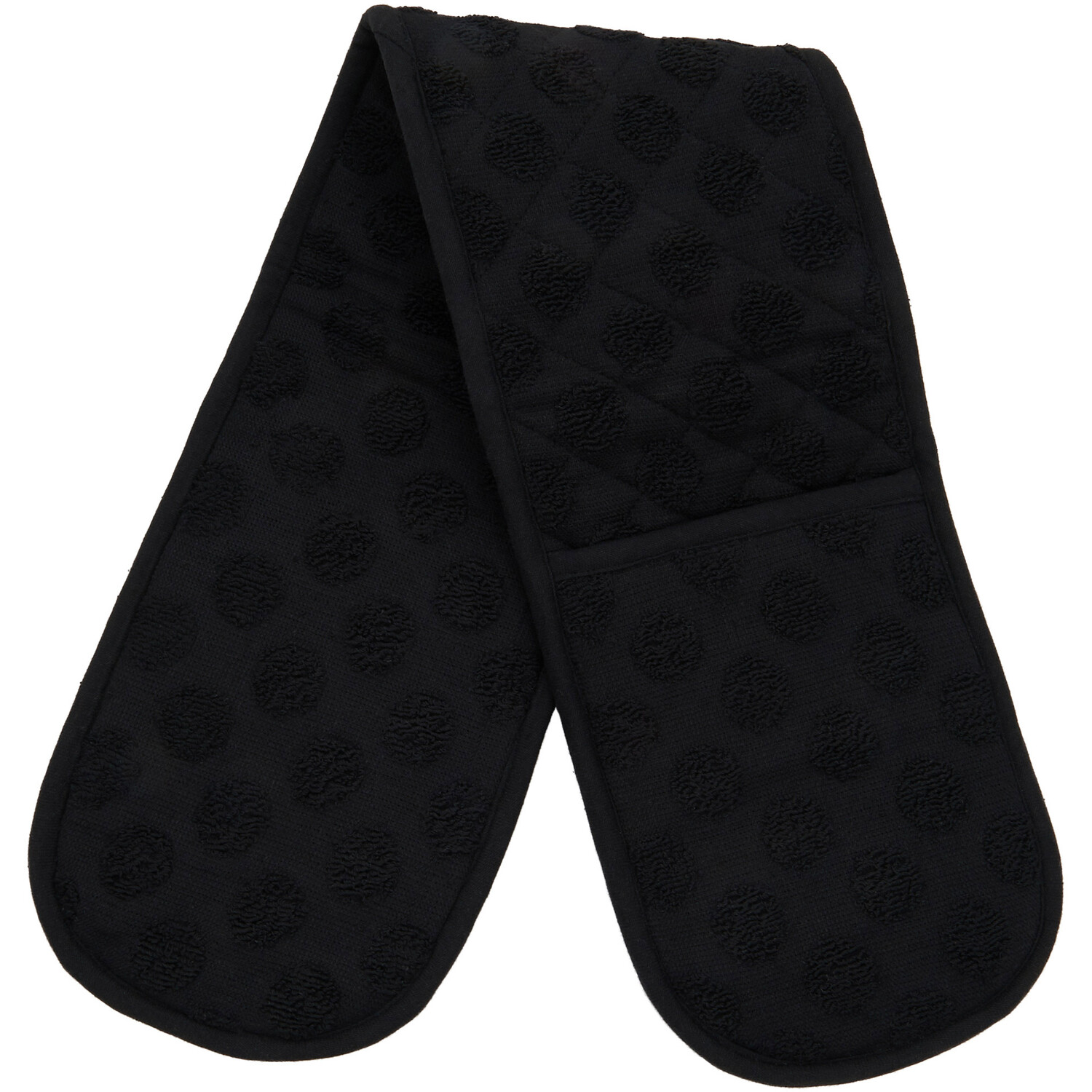 Dobby Terry Double Oven Glove - Black Image 6